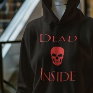 Dead Inside Goth‎ Skull Hoodie Mens Sweatshirt Large Soft To The Touch